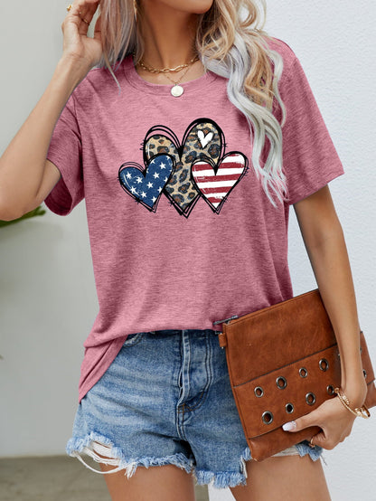 US Flag Leopard Heart Graphic Tee – Dusty Pink Women's Top for Shopify Collective (10 view)
