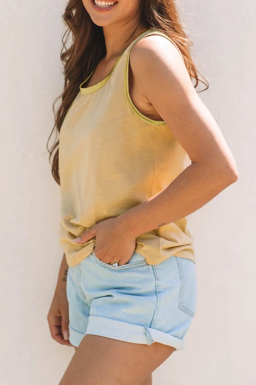 Round Neck Wide Strap Tank – Tan for Shopify Collective (5 view)