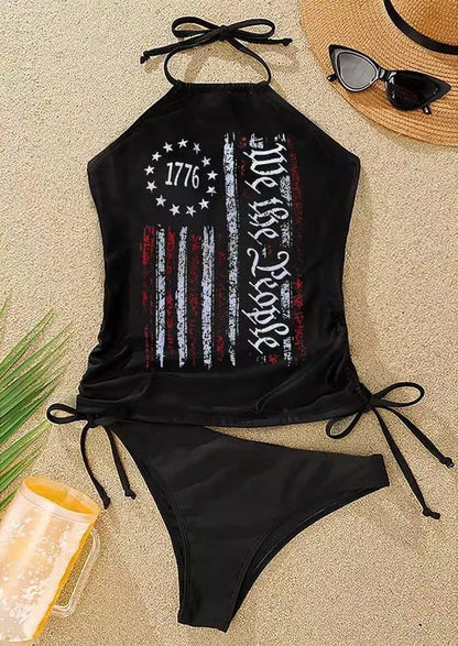 Women's Black Tie Front Tankini Set – Sleek & Elegant Two – Swin Suit by sbrtnhomes