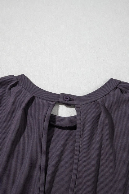 Knit Open Back Cap Sleeve Drawstring Romper – Black for Shopify Collective (8 view)