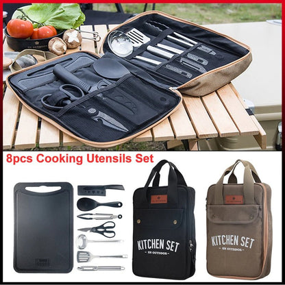 Camp Cookware Set — 304 Stainless + Bag (9 - Piece) – Black Camping Gear for 304 - stainless - steel (7 view)