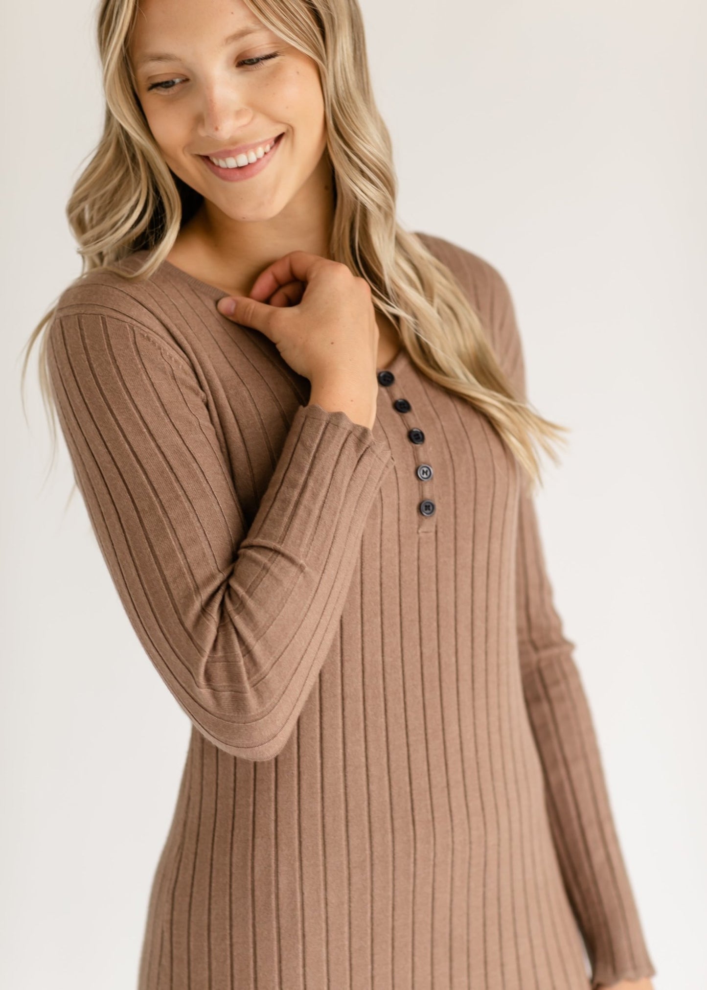 Cassie Knit Midi Dress – Brown IC Dresses for glowup (5 view)