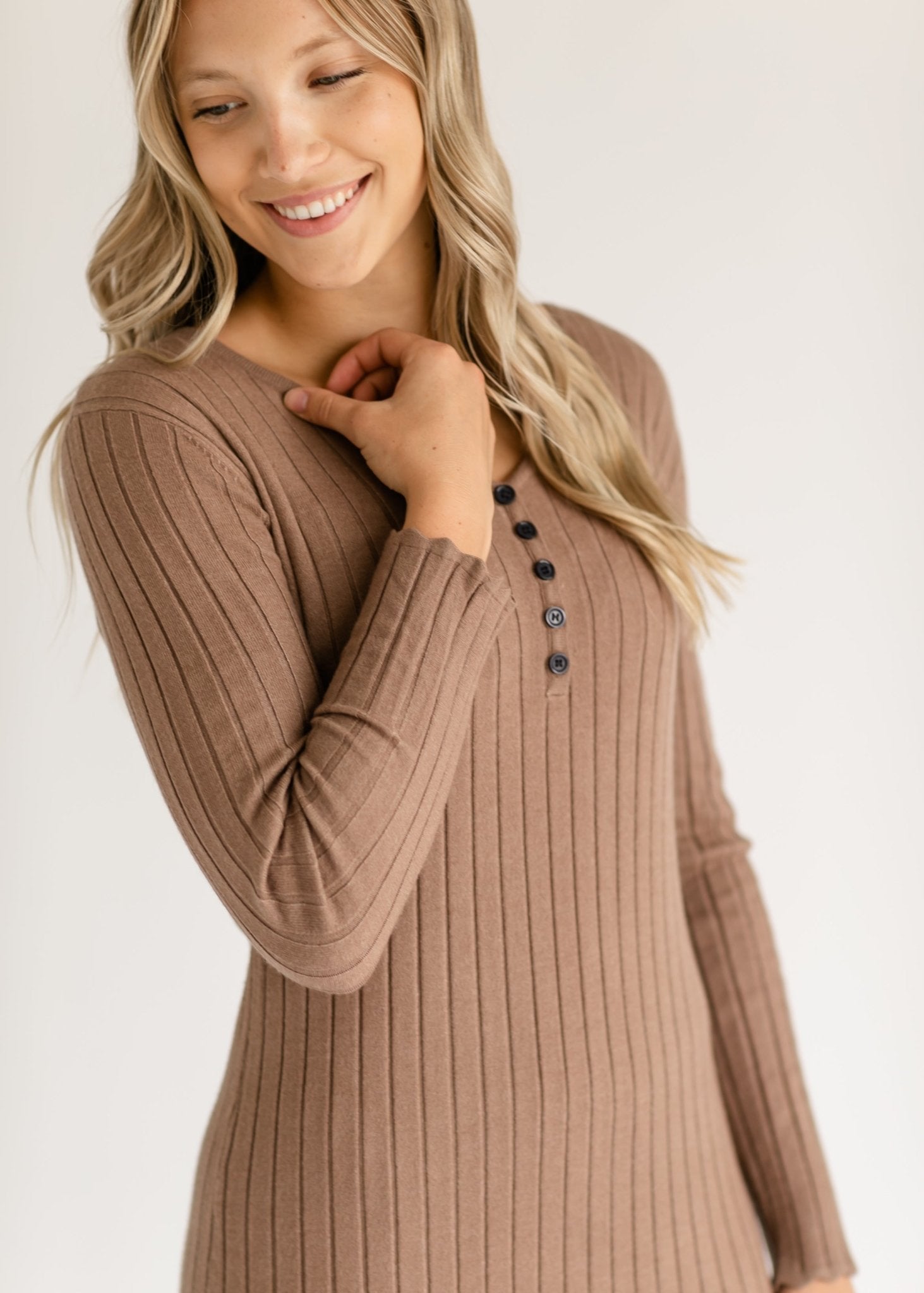 Cassie Knit Midi Dress – Brown IC Dresses for glowup (5 view)