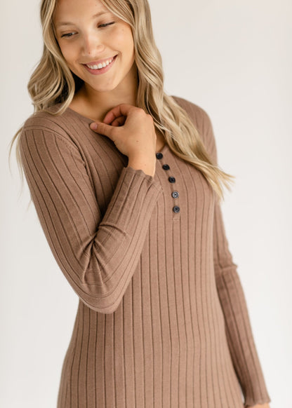 Cassie Knit Midi Dress – Brown IC Dresses for glowup (5 view)
