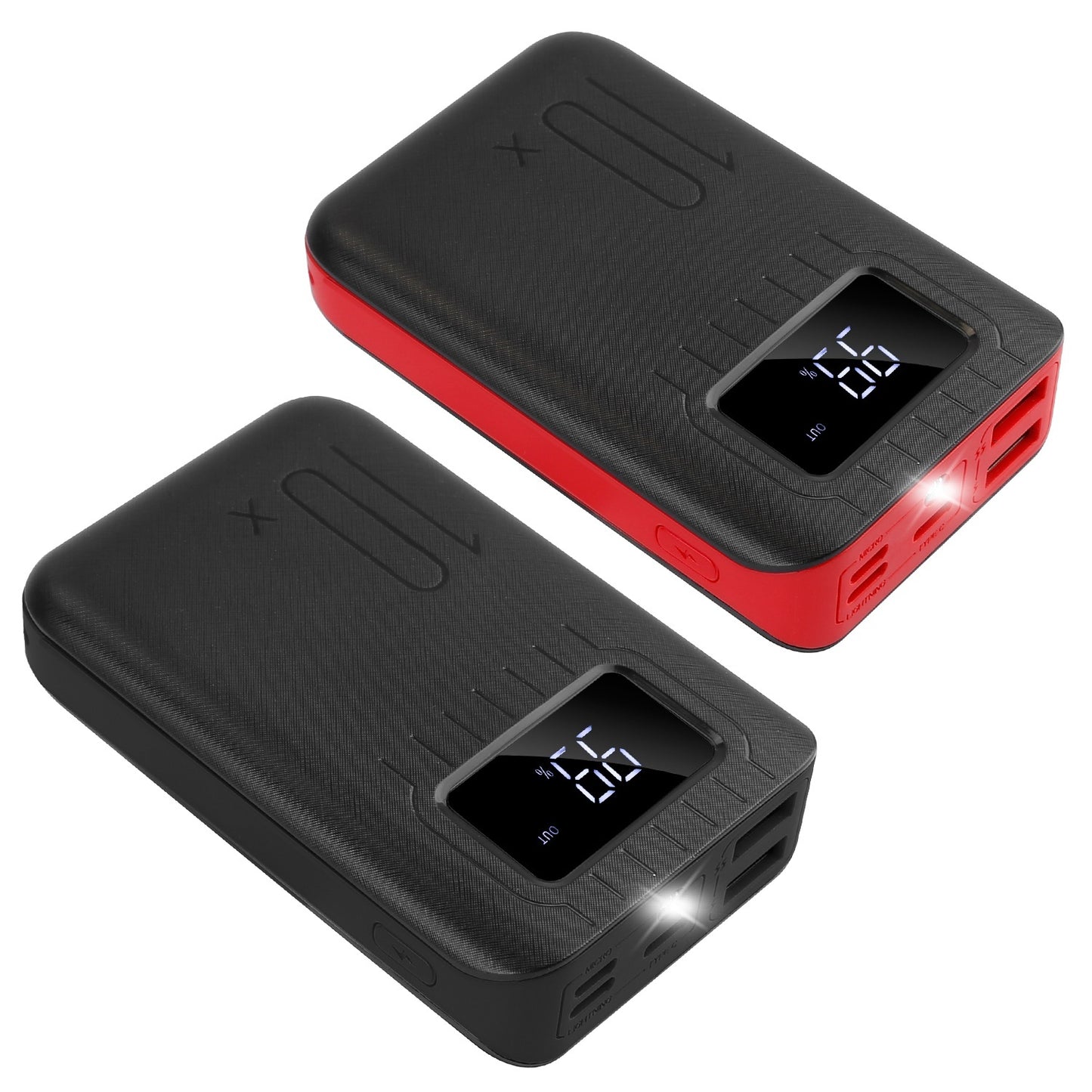 Portable Mini Power Bank – Pocket Charger with LCD Display & Flashlight