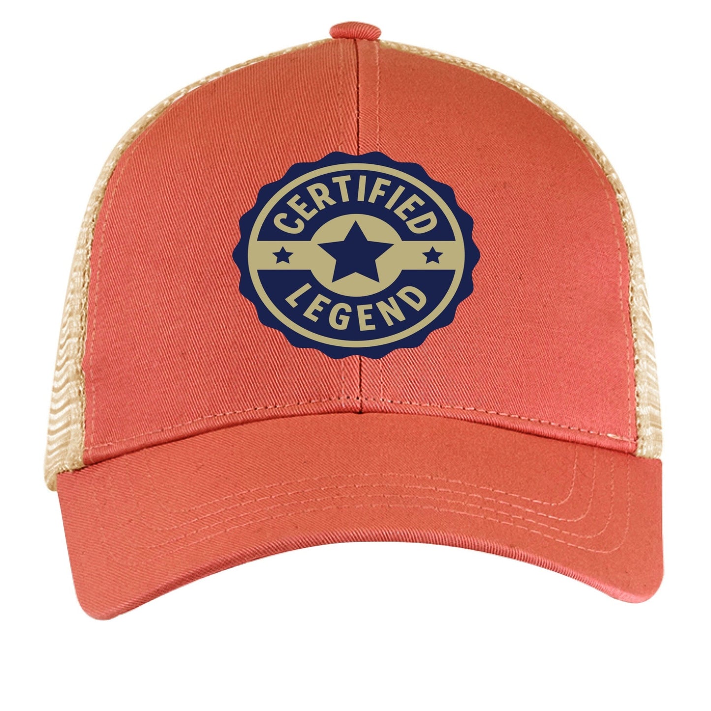 Certified Legend Trucker Hat – Official Seal Design | RM Outpost Gear – ORNGE POPPY / OYSTER Hats for Apparel (16 view)