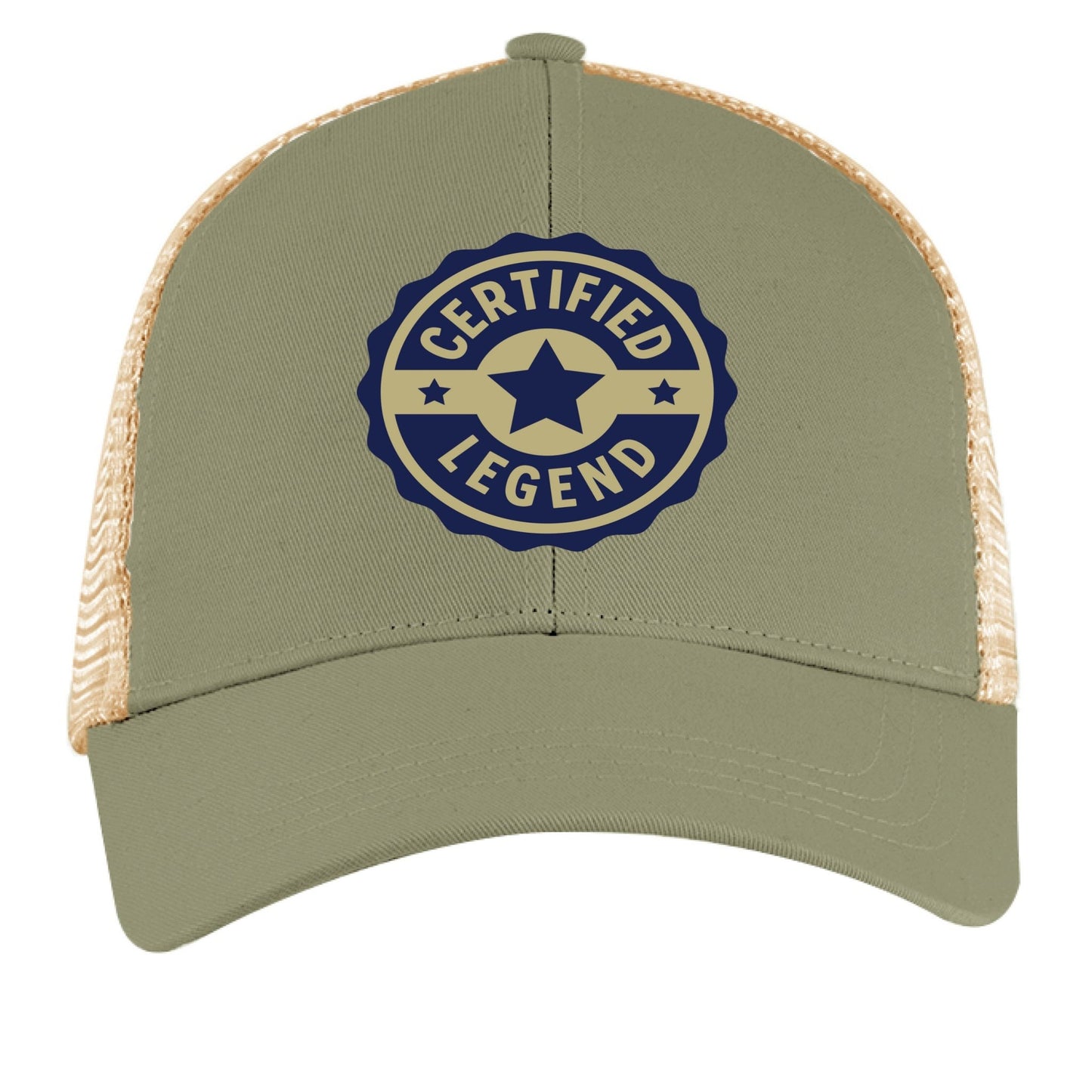 Certified Legend Trucker Hat – Official Seal Design | RM Outpost Gear – JUNGLE / OYSTER Hats for Apparel (8 view)