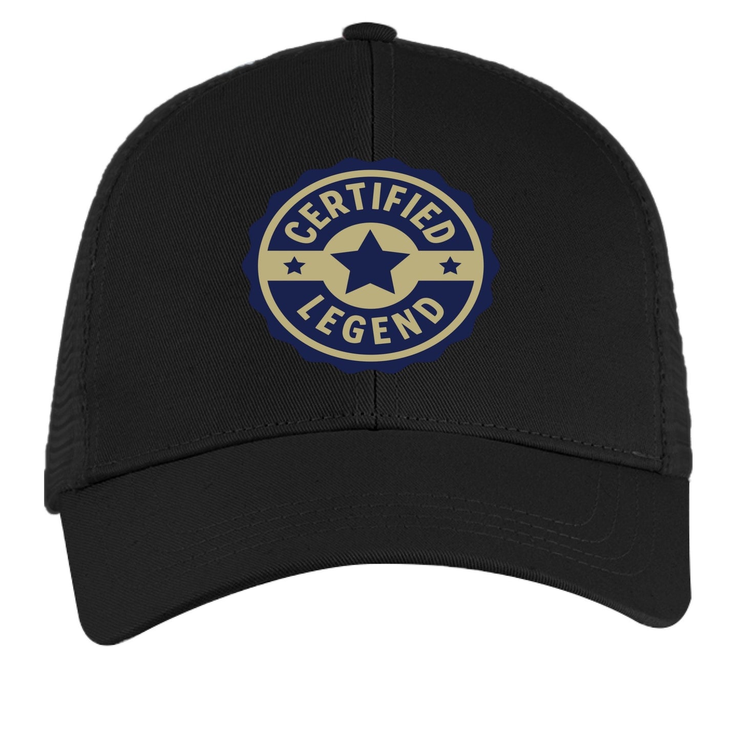 Certified Legend Trucker Hat – Official Seal Design | RM Outpost Gear – BLACK / BLACK Hats for Apparel (6 view)