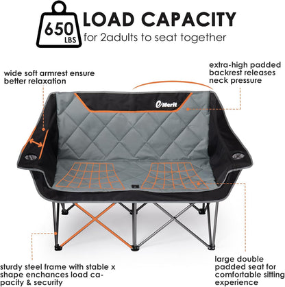 EMERIT Oversized Double Camping Chair – Heavy Duty Loveseat – Army Green Outdoor Gear by SbrTnHomes