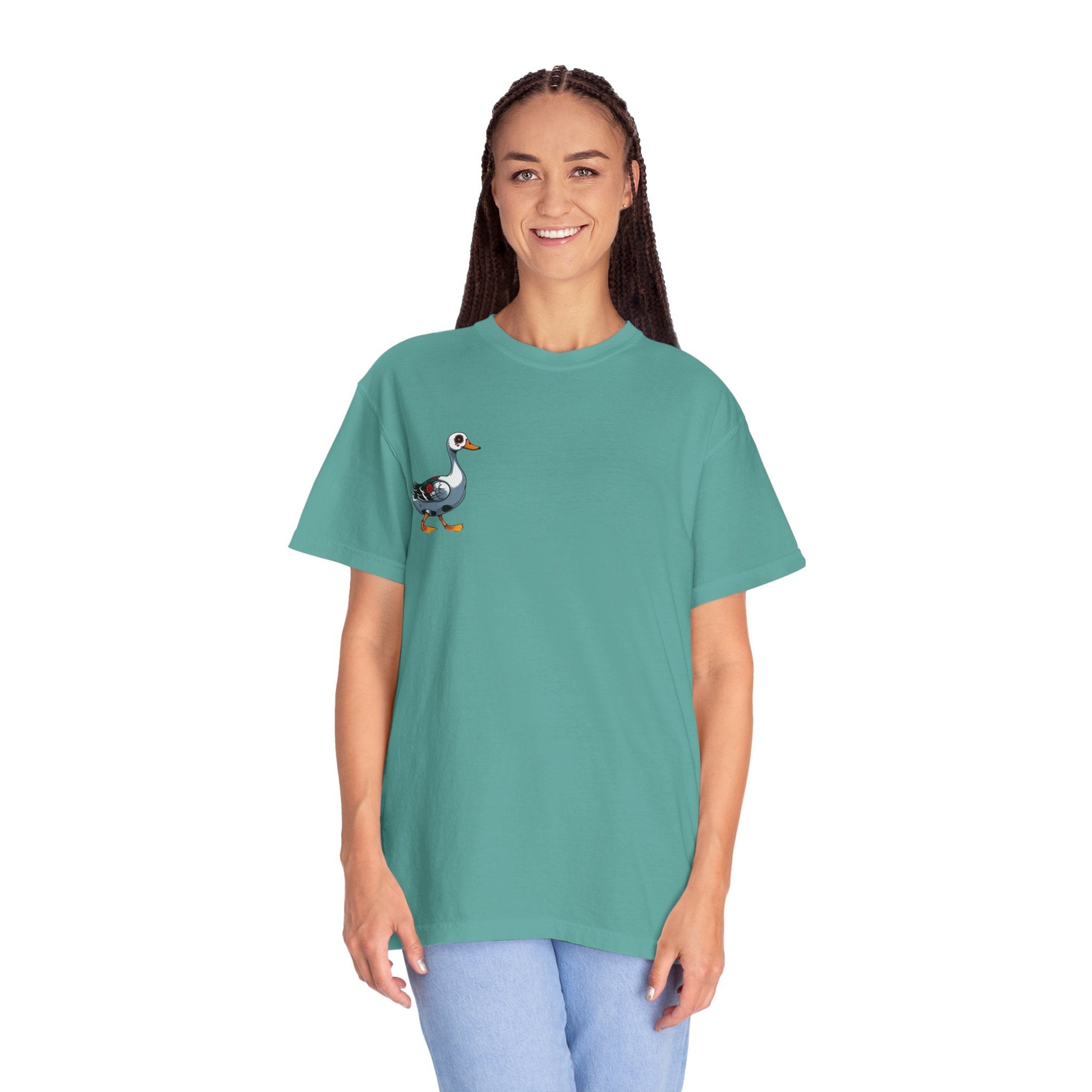 Charming Duck Skeleton Tee, Cute Graphic T-Shirt, Quirky Unisex Apparel, Perfect for Halloween and Everyday Wear – Seafoam T-Shirt for Casual Everyday Wear (8 view)