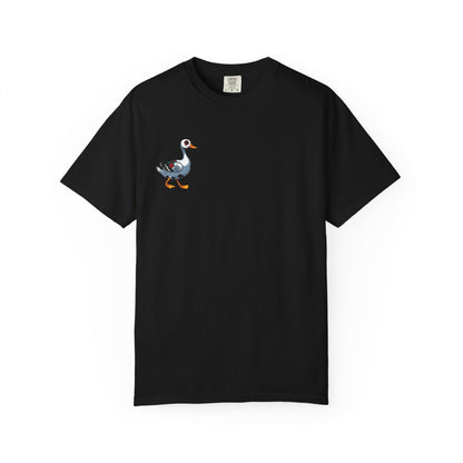 Charming Duck Skeleton Tee, Cute Graphic T-Shirt, Quirky Unisex Apparel, Perfect for Halloween and Everyday Wear – Black T-Shirt by Printify