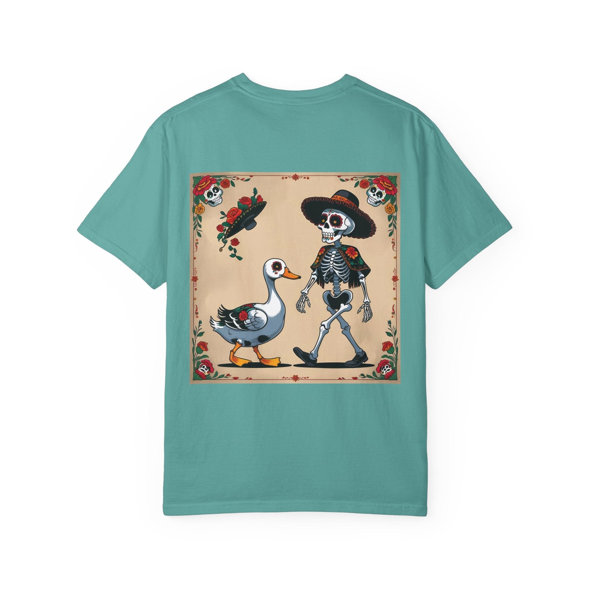 Charming Duck Skeleton Tee, Cute Graphic T-Shirt, Quirky Unisex Apparel, Perfect for Halloween and Everyday Wear – Seafoam T-Shirt for Casual Everyday Wear (6 view)