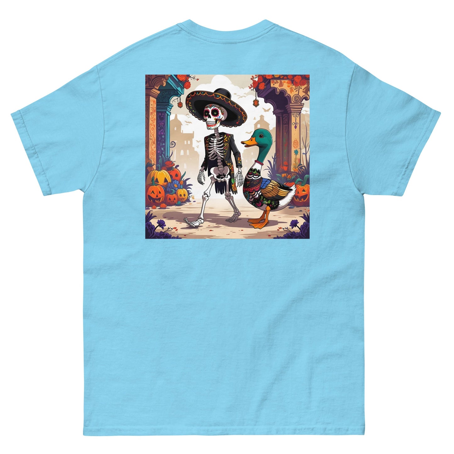 Charming Duck Skeleton Tee, Cute Graphic T-Shirt – Sky T-Shirt for Lizard Designs (21 view)