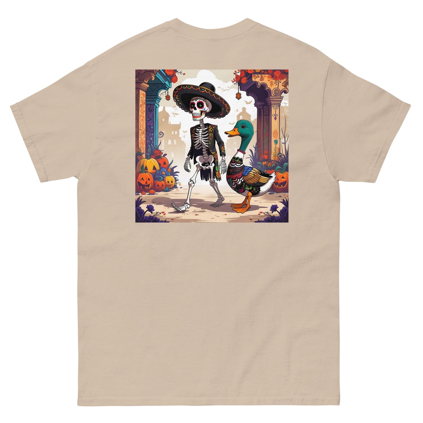 Charming Duck Skeleton Tee, Cute Graphic T-Shirt – Sand T-Shirt for Lizard Designs (17 view)