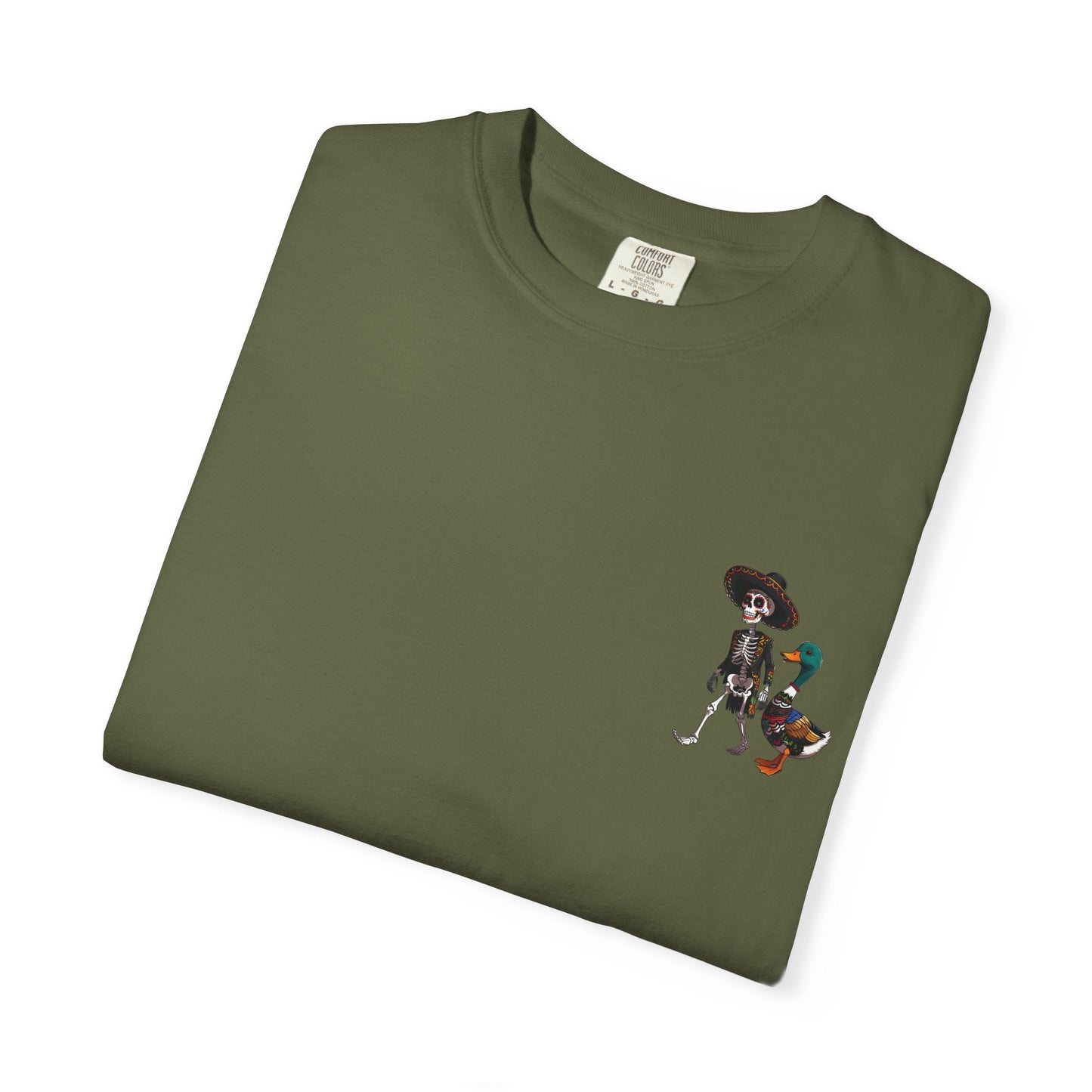 Charming Duck Skeleton wearing a Sombrero Tee, Cute Graphic T-Shirt, Quirky Unisex Apparel, Perfect for Halloween and Everyday Wear – Red T-Shirt for Casual Everyday Wear (11 view)