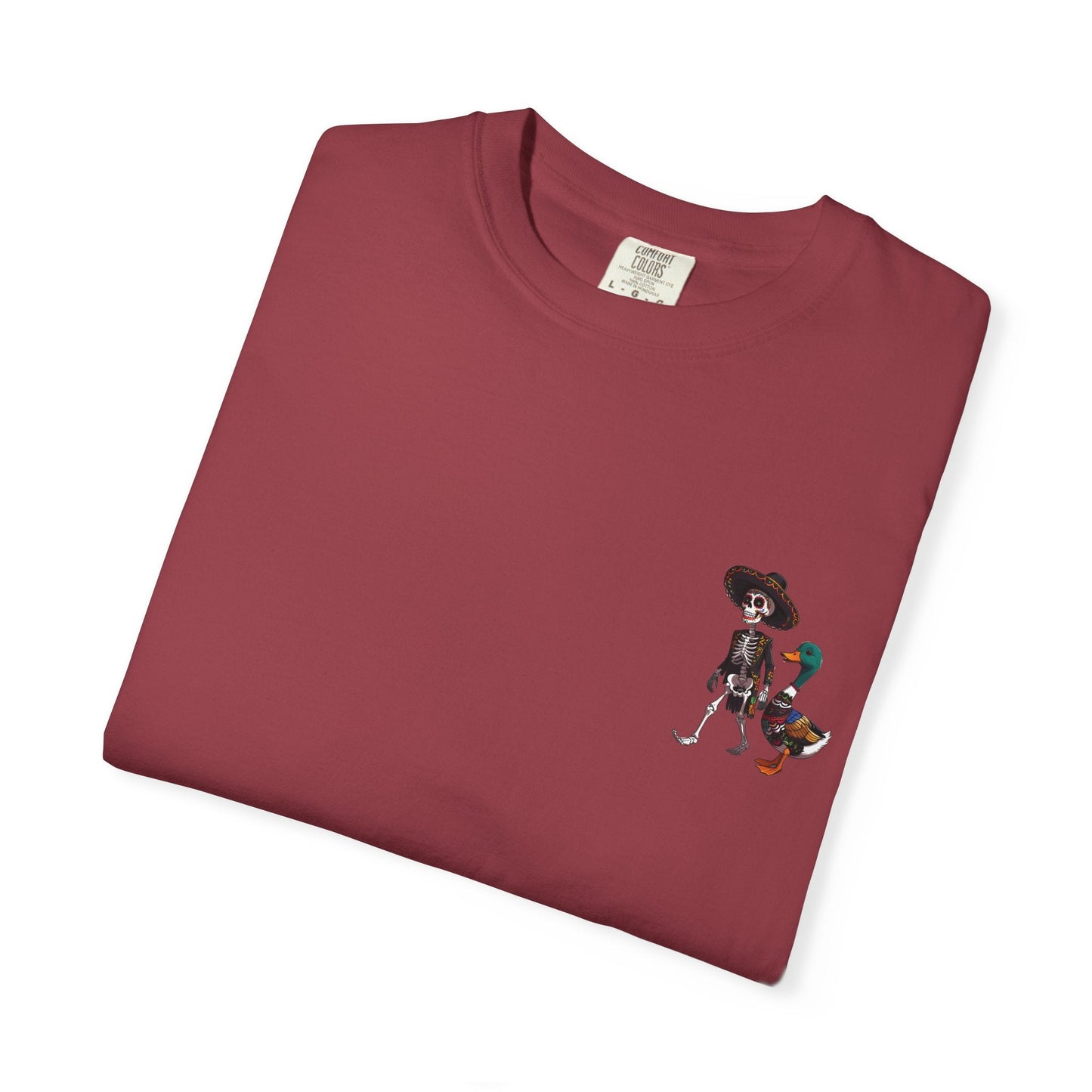 Charming Duck Skeleton wearing a Sombrero Tee, Cute Graphic T-Shirt, Quirky Unisex Apparel, Perfect for Halloween and Everyday Wear – Red T-Shirt for Casual Everyday Wear (32 view)