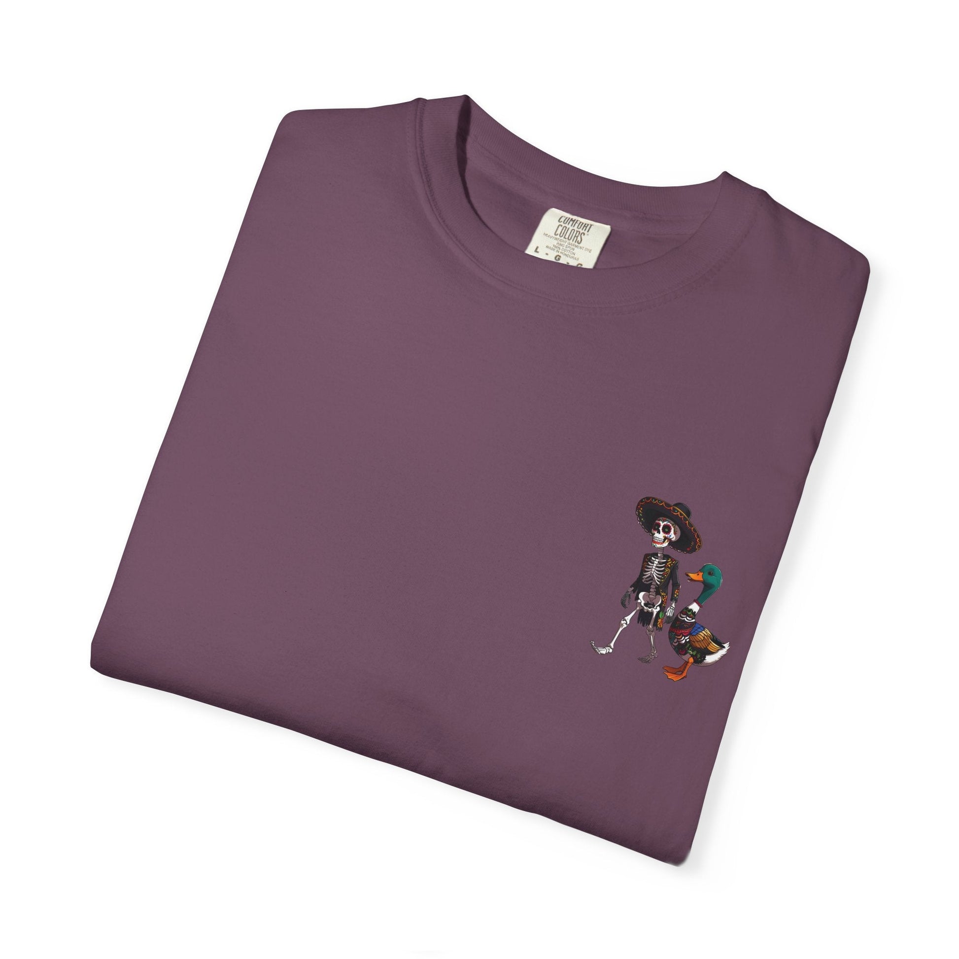Charming Duck Skeleton wearing a Sombrero Tee, Cute Graphic T-Shirt, Quirky Unisex Apparel, Perfect for Halloween and Everyday Wear – Red T-Shirt for Casual Everyday Wear (26 view)