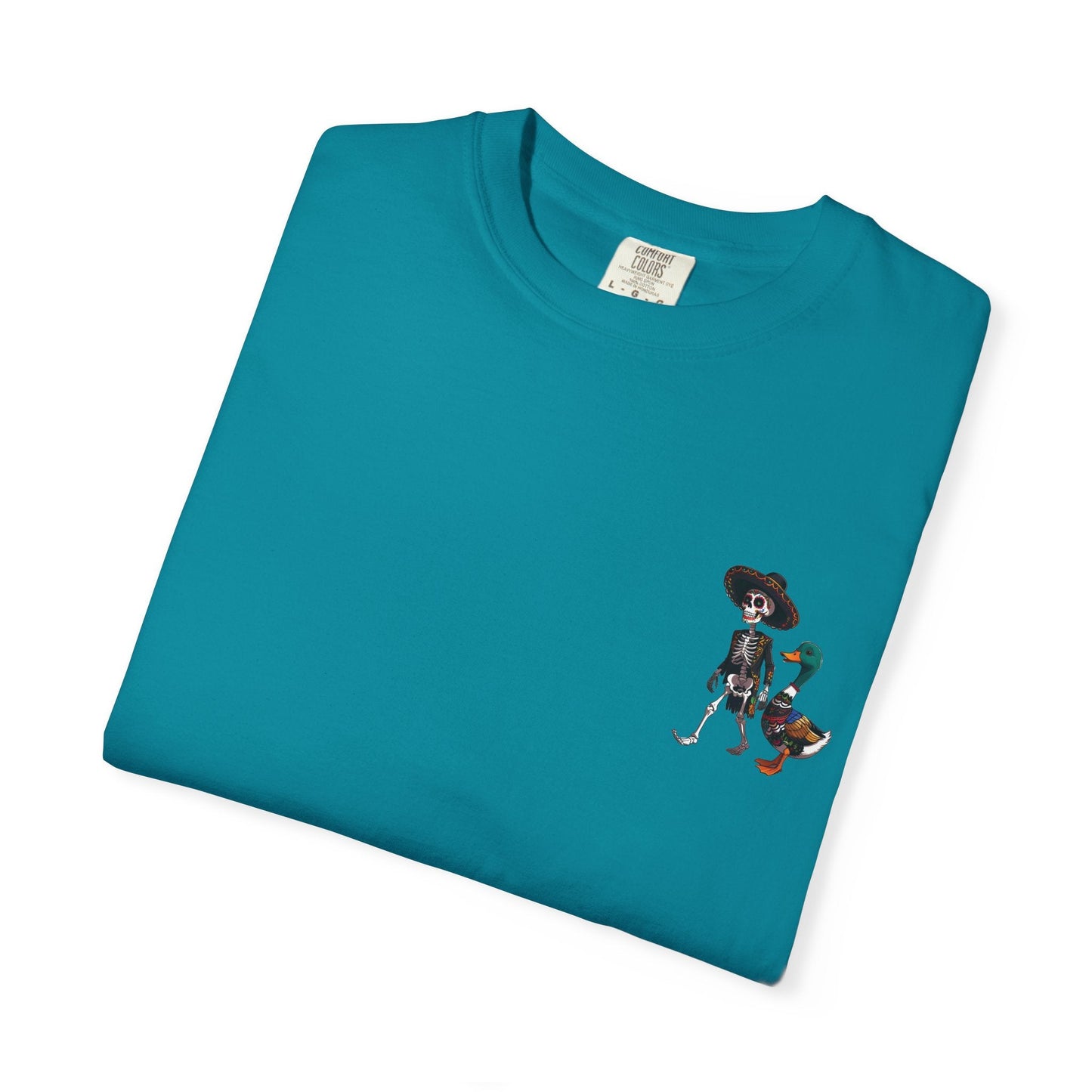 Charming Duck Skeleton wearing a Sombrero Tee, Cute Graphic T-Shirt, Quirky Unisex Apparel, Perfect for Halloween and Everyday Wear – Red T-Shirt for Casual Everyday Wear (17 view)