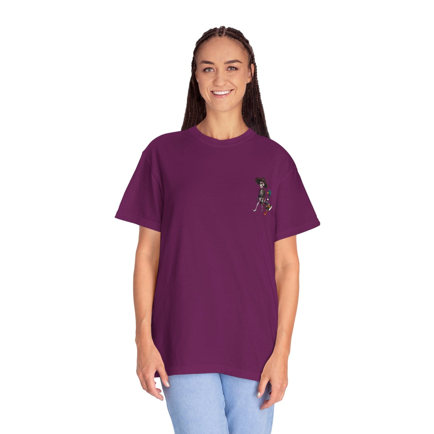 Charming Duck Skeleton wearing a Sombrero Tee, Cute Graphic T-Shirt, Quirky Unisex Apparel, Perfect for Halloween and Everyday Wear – Red T-Shirt for Casual Everyday Wear (30 view)