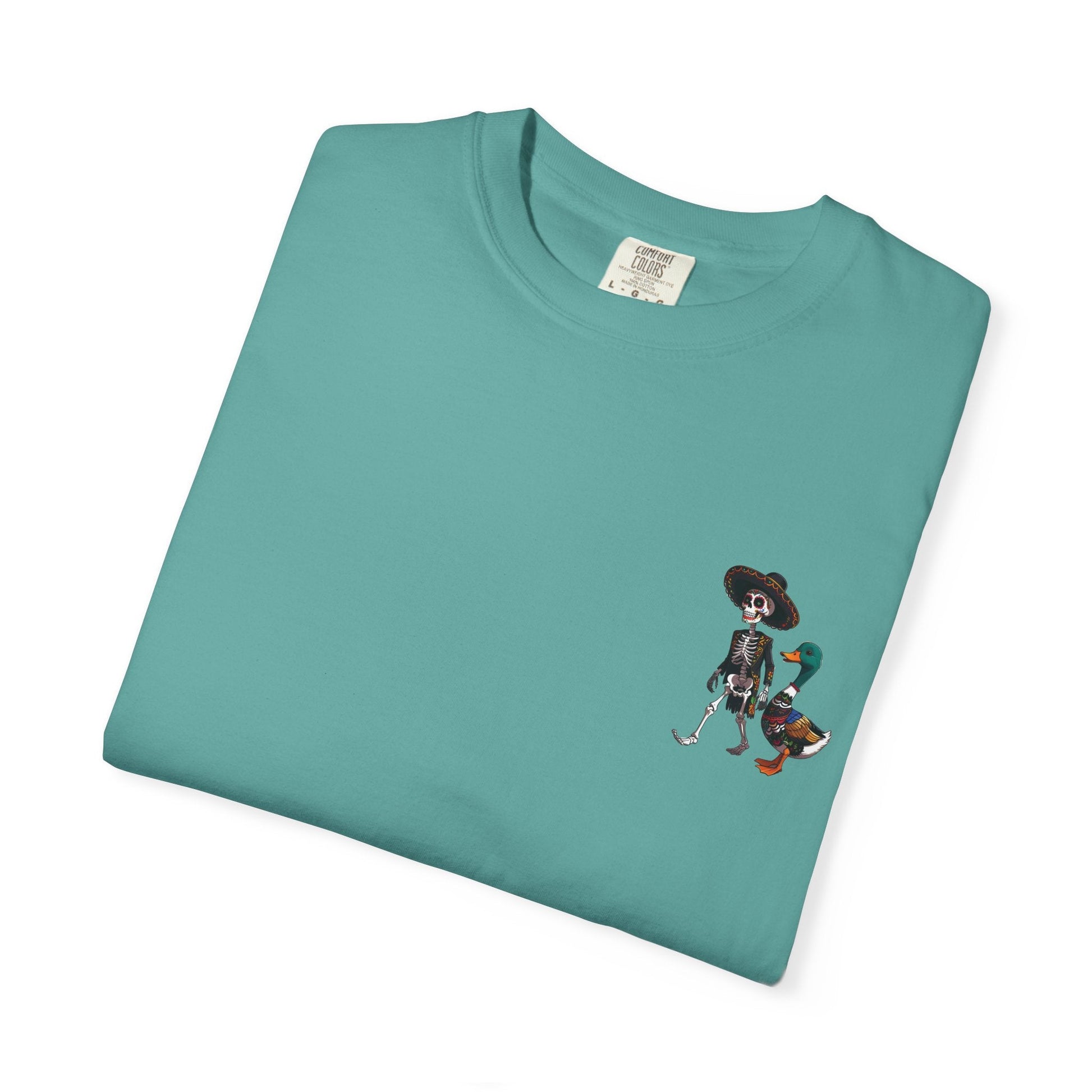 Charming Duck Skeleton wearing a Sombrero Tee, Cute Graphic T-Shirt, Quirky Unisex Apparel, Perfect for Halloween and Everyday Wear – Red T-Shirt for Casual Everyday Wear (14 view)
