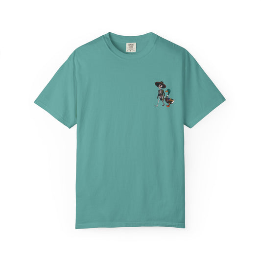 Charming Duck Skeleton wearing a Sombrero Tee, Cute Graphic T-Shirt, Quirky Unisex Apparel, Perfect for Halloween and Everyday Wear – Seafoam T-Shirt for Casual Everyday Wear (2 view)