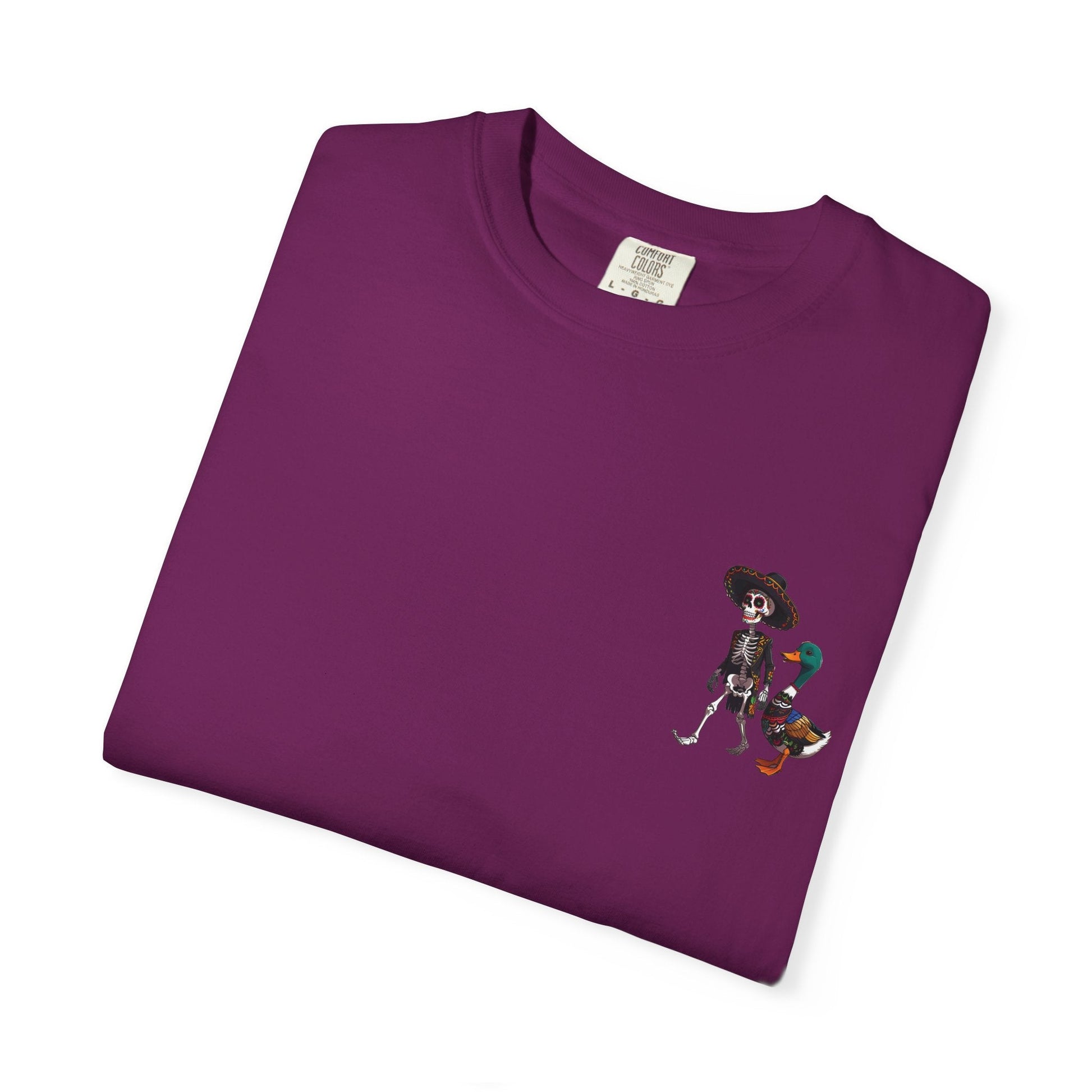Charming Duck Skeleton wearing a Sombrero Tee, Cute Graphic T-Shirt, Quirky Unisex Apparel, Perfect for Halloween and Everyday Wear – Red T-Shirt for Casual Everyday Wear (29 view)