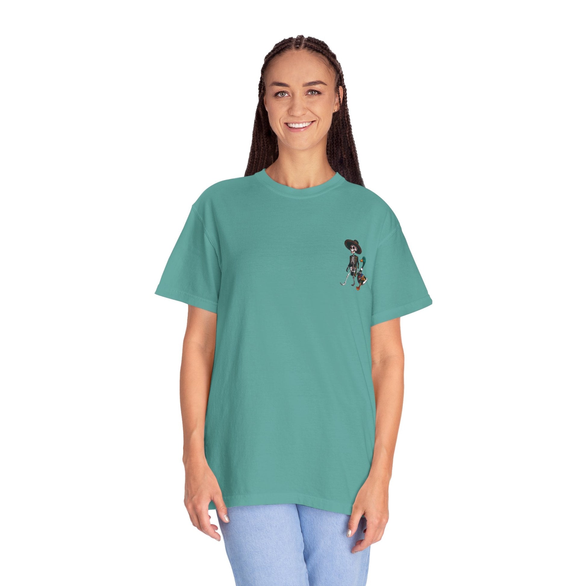 Charming Duck Skeleton wearing a Sombrero Tee, Cute Graphic T-Shirt, Quirky Unisex Apparel, Perfect for Halloween and Everyday Wear – Red T-Shirt for Casual Everyday Wear (15 view)
