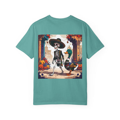 Charming Duck Skeleton wearing a Sombrero Tee, Cute Graphic T-Shirt, Quirky Unisex Apparel, Perfect for Halloween and Everyday Wear – Seafoam T-Shirt for Casual Everyday Wear (6 view)