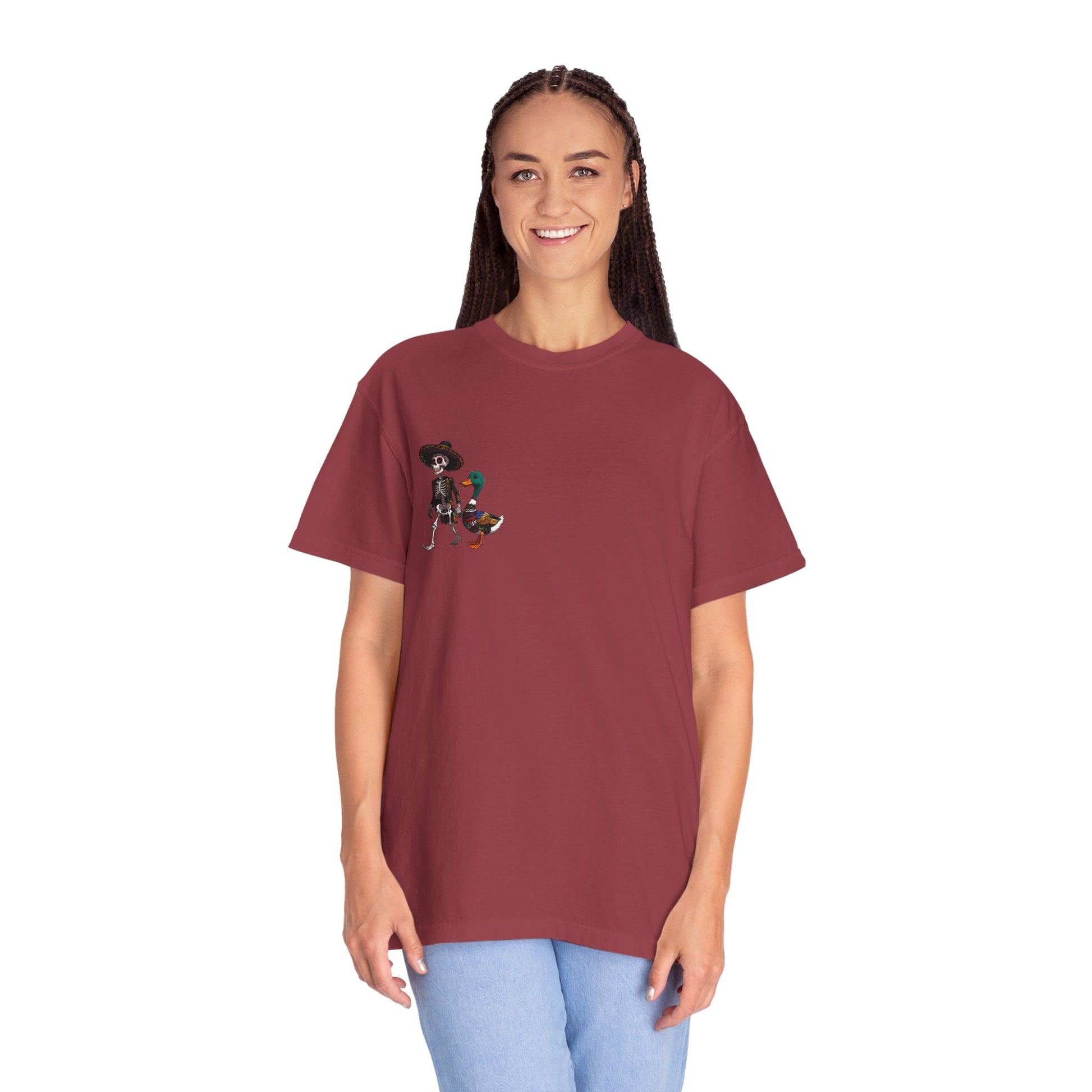 Charming Duck Skeleton wearing a Sombrero Tee, Cute Graphic T-Shirt, Quirky Unisex Apparel, Perfect for Halloween and Everyday Wear – Chili T-Shirt for Casual Everyday Wear (32 view)