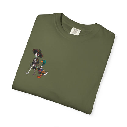 Charming Duck Skeleton wearing a Sombrero Tee, Cute Graphic T-Shirt, Quirky Unisex Apparel, Perfect for Halloween and Everyday Wear – Hemp T-Shirt for Casual Everyday Wear (3 view)
