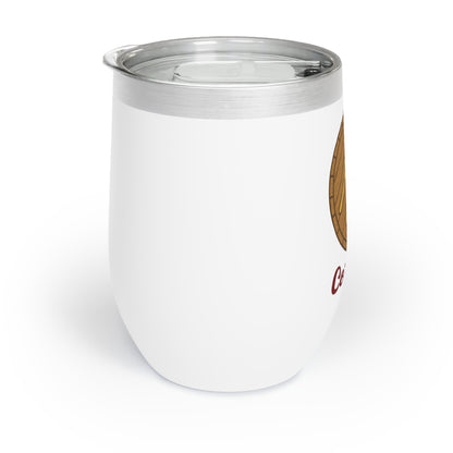 Chill Wine Tumbler - Fun Wine Glass for Parties, Cork Tease Design, Perfect Gift for Wine Lovers, Birthday, Celebration – White Mug by Printify