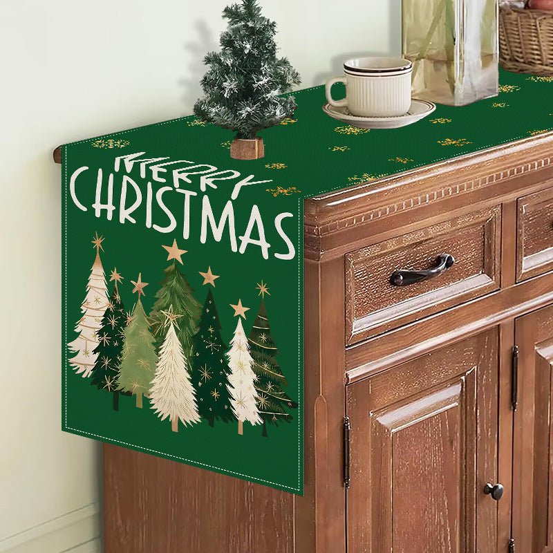 Christmas Landscape Linen Table Runner – 33×183cm Holiday Table Flag | Dining & Kitchen Décor – Style 1 Holiday Decor for christmas (4 view)