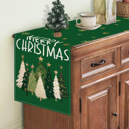 Christmas Landscape Linen Table Runner – 33×183cm Holiday Table Flag | Dining & Kitchen Décor – Style 1 Holiday Decor for christmas (4 view)