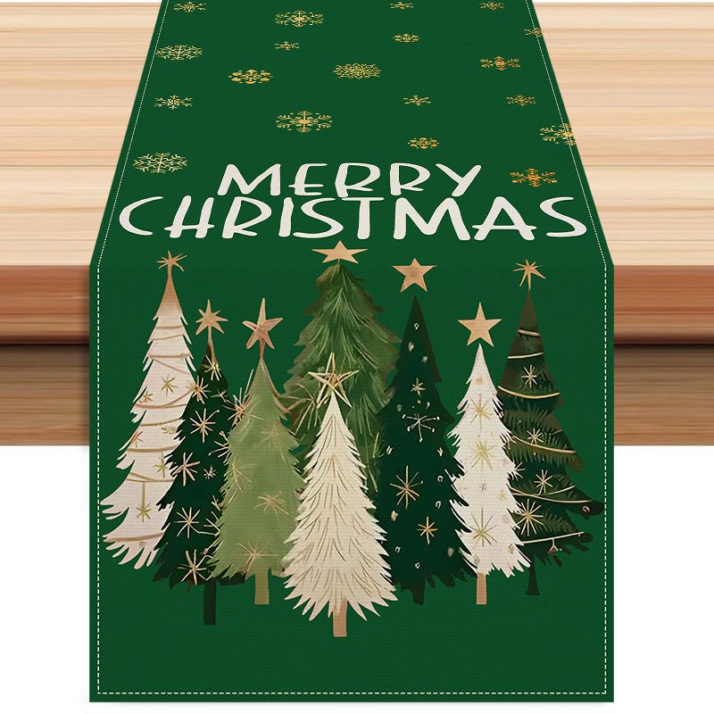 Christmas Landscape Linen Table Runner – 33×183cm Holiday Table Flag | Dining & Kitchen Décor – Style 1 Holiday Decor for christmas (1 view)