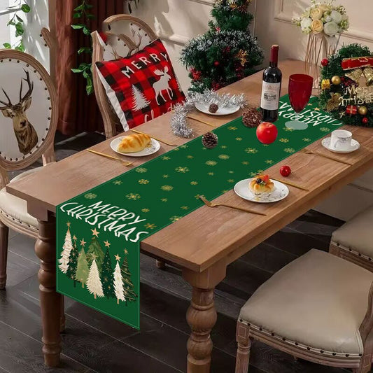 Christmas Landscape Linen Table Runner – 33×183cm Holiday Table Flag | Dining & Kitchen Décor – Style 1 Holiday Decor for christmas (2 view)