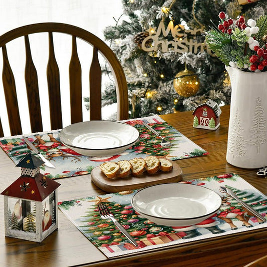 Christmas Linen Placemat – 30×45cm Rectangular Holiday Table Mat | Kitchen & Dining Décor – Style 1 Holiday Decor for christmas (2 view)
