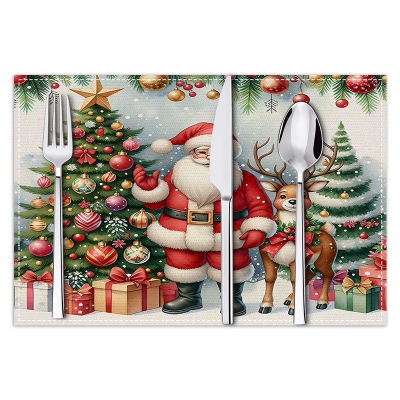 Christmas Linen Placemat – 30×45cm Rectangular Holiday Table Mat | Kitchen & Dining Décor – Style 1 Holiday Decor for christmas (6 view)