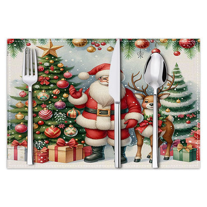 Christmas Linen Placemat – 30×45cm Rectangular Holiday Table Mat | Kitchen & Dining Décor – Style 1 Holiday Decor for christmas (6 view)