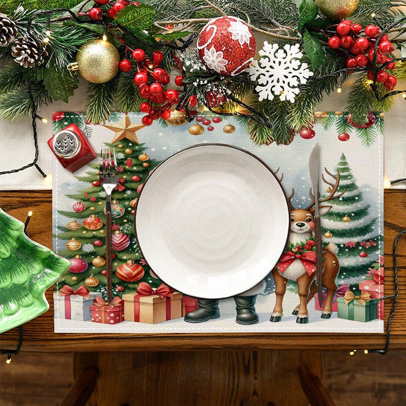 Christmas Linen Placemat – 30×45cm Rectangular Holiday Table Mat | Kitchen & Dining Décor – Style 1 Holiday Decor for christmas (3 view)