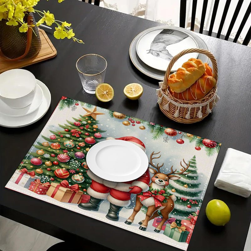 Christmas Linen Placemat – 30×45cm Rectangular Holiday Table Mat | Kitchen & Dining Décor – Style 1 Holiday Decor for christmas (4 view)