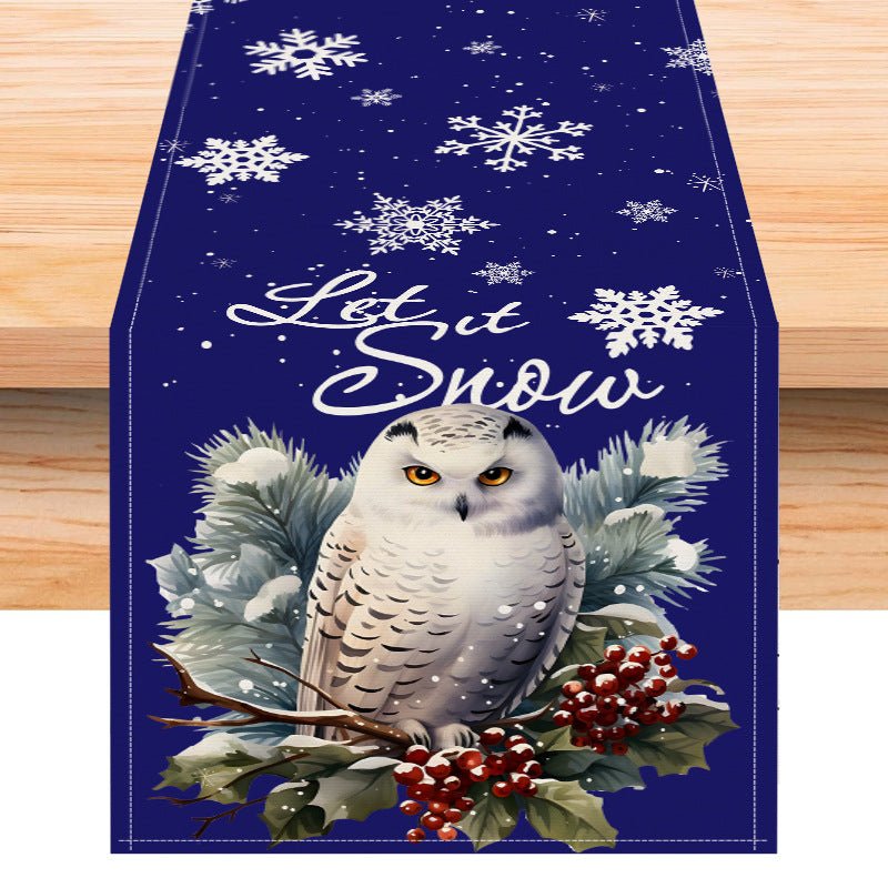 Christmas Owl Linen Table Runner – 33×183cm Holiday Table Flag | Dining & Kitchen Décor – Style 2 Holiday Decor for christmas (7 view)