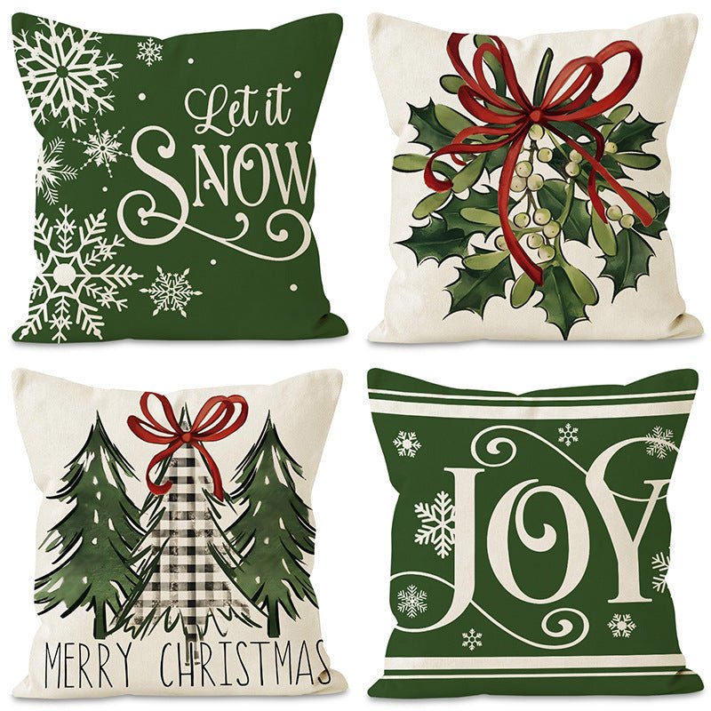 Christmas Pillow Cover – 45×45cm Linen Cushion Case | Holiday Sofa & Bedroom Décor – style 1 Holiday Decor for christmas (1 view)