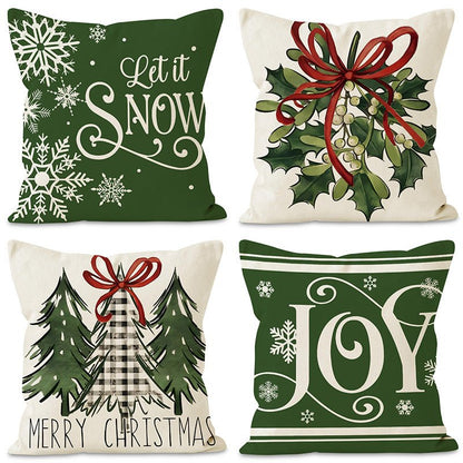 Christmas Pillow Cover – 45×45cm Linen Cushion Case | Holiday Sofa & Bedroom Décor – style 1 Holiday Decor for christmas (1 view)