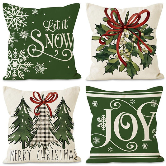 Christmas Pillow Cover – 45×45cm Linen Cushion Case | Holiday Sofa & Bedroom Décor – style 1 Holiday Decor for christmas (1 view)