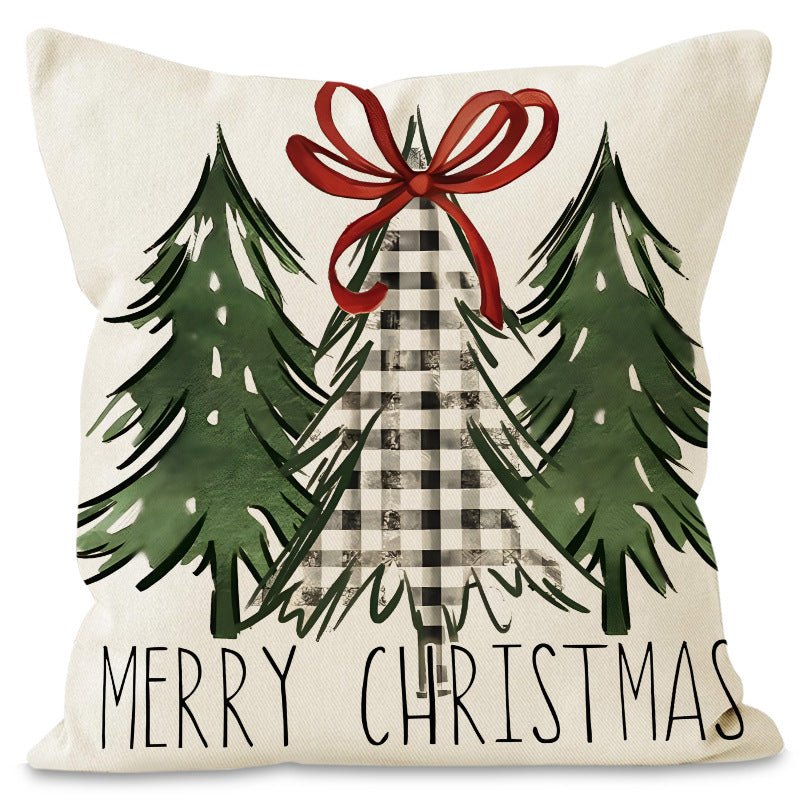 Christmas Pillow Cover – 45×45cm Linen Cushion Case | Holiday Sofa & Bedroom Décor – style 1 Holiday Decor for christmas (5 view)