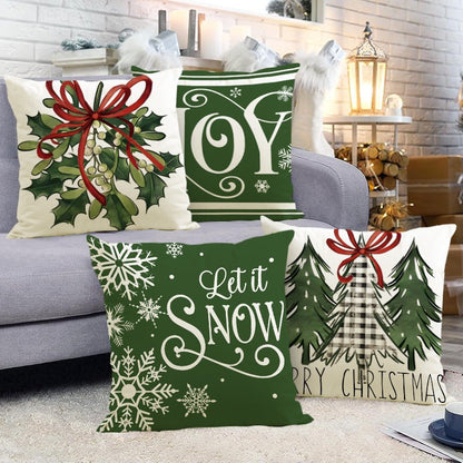 Christmas Pillow Cover – 45×45cm Linen Cushion Case | Holiday Sofa & Bedroom Décor – style 1 Holiday Decor for christmas (3 view)