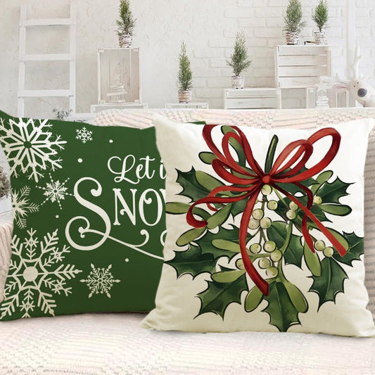 Christmas Pillow Cover – 45×45cm Linen Cushion Case | Holiday Sofa & Bedroom Décor – style 1 Holiday Decor for christmas (2 view)