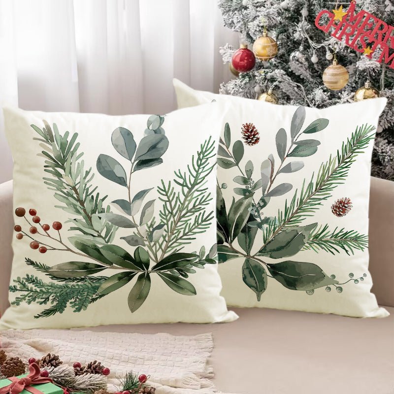 Christmas Pinecone Pillow Cover – 45×45cm Linen Cushion Case | Holiday Sofa & Home Décor – style 1 Holiday Decor for christmas (3 view)