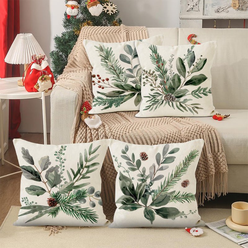 Christmas Pinecone Pillow Cover – 45×45cm Linen Cushion Case | Holiday Sofa & Home Décor – style 1 Holiday Decor for christmas (2 view)