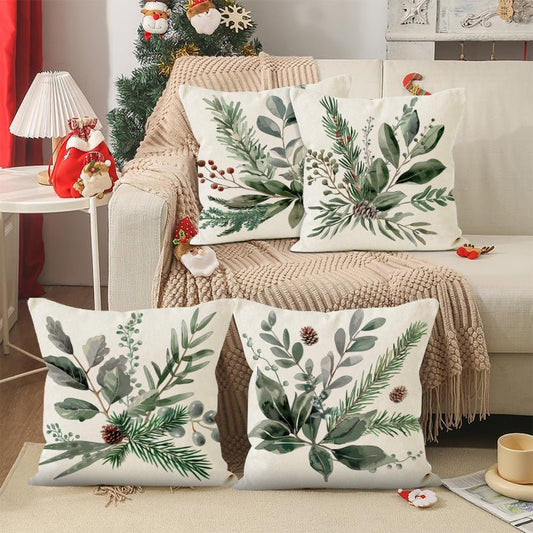 Christmas Pinecone Pillow Cover – 45×45cm Linen Cushion Case | Holiday Sofa & Home Décor – style 1 Holiday Decor for christmas (2 view)